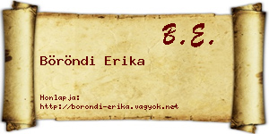 Böröndi Erika névjegykártya
